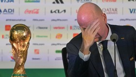 Presiden FIFA Gianni Infantino menyampaikan keterangan kepada wartawan pada sehari menjelang pembukaan Piala Dunia 2026 di Stadion Azteca, Mexico City, Meksiko, Rabu (10/6/2026). Gianni mengapresiasi kesiapan pemerintah Meksiko dalam mempersiapkan Pi
