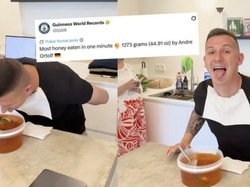 Cuma 1 Menit! Pria Ini Pecahkan Rekor Dunia Habiskan 1 Kg Madu