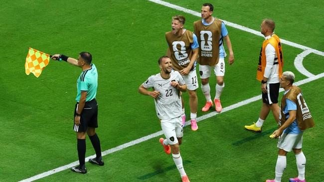 Soccer Football - FIFA World Cup 2026 - Group A - South Korea v Czech Republic - Estadio Guadalajara, Guadalajara, Mexico - June 11, 2026 Czech Republic's Tomas Soucek celebrates scoring a goal that was later disallowed REUTERS/Daniel Becerril