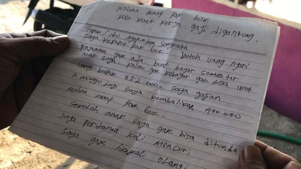 Sepucuk Surat Maaf Maling di Mojokerto: Kepepet Bayar Sekolah Anak