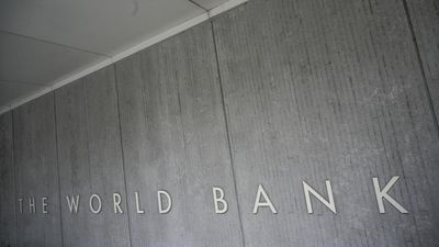 The World Bank Group logo is seen on the building of the Washington-based global development lender in Washington on January 17, 2019. World Bank current President Jim Yong Kim announced on January 7,