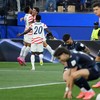 US forward #10 Christian Pulisic (C) celebrates with teammates after his team's first goal scored on own goal by Paraguay's midfielder #16 Damian Bobadilla during the 2026 World Cup Group D football match between USA and Paraguay at the Los Angeles S