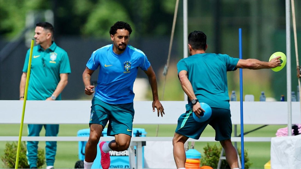 Soccer Football - FIFA World Cup 2026 - Brazil Training - Columbia Park Training Facility, Morristown, New Jersey, U.S. - June 12, 2026 Brazil's Marquinhos during training IMAGN IMAGES via Reuters/Caean Couto