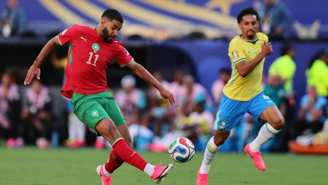 Soccer Football - FIFA World Cup 2026 - Group C - Brazil v Morocco - New York/New Jersey Stadium, East Rutherford, New Jersey, U.S. - June 13, 2026 Morocco's Ismael Saibari scores their first goal IMAGN IMAGES via Reuters/Caean Couto