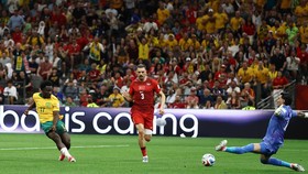 Soccer Football - FIFA World Cup 2026 - Group D - Australia v Turkey - BC Place, Vancouver, Canada - June 13, 2026 Australia's Nestory Irankunda scores their first goal REUTERS/Lee Smith