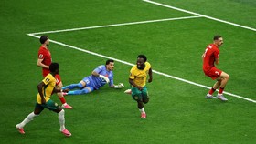 Soccer Football - FIFA World Cup 2026 - Group D - Australia v Turkey - BC Place, Vancouver, Canada - June 13, 2026 Australia's Nestory Irankunda celebrates scoring their first goal REUTERS/Agustin Marcarian