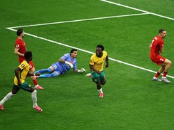 Soccer Football - FIFA World Cup 2026 - Group D - Australia v Turkey - BC Place, Vancouver, Canada - June 13, 2026 Australia's Nestory Irankunda celebrates scoring their first goal REUTERS/Agustin Marcarian