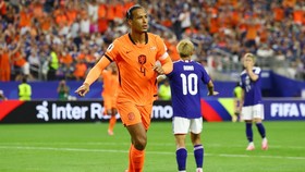 Virgil van Dijk usai mencetak gol saat Belanda vs Jepang di Piala Dunia 2026.