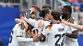Soccer Football - FIFA World Cup 2026 - Group E - Germany v Curacao - Houston Stadium, Houston, Texas, U.S. - June 14, 2026 Germany's Deniz Undav celebrates scoring their sixth goal with teammates REUTERS/Annegret Hilse