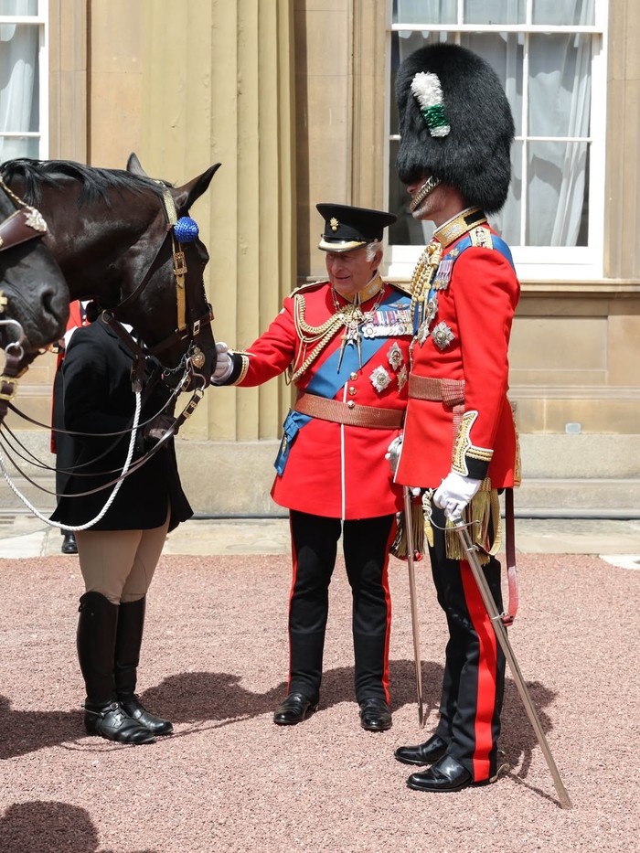 Raja Charles dan Pangeran William tampil gagah dalam seragam militer merah yang menjadi ciri khas perayaan Trooping the Colour/Foto: instagram.com/theroyalfamily