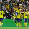 Soccer Football - FIFA World Cup 2026 - Group F - Sweden v Tunisia - Estadio Monterrey, Monterrey, Mexico - June 14, 2026 Sweden's Viktor Gyokeres celebrates scoring their third goal with teammates REUTERS/Daniel Becerril