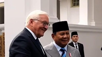 Momen Prabowo Sambut Presiden Jerman di Istana Merdeka