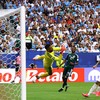 Soccer Football - FIFA World Cup 2026 - Group H - Saudi Arabia v Uruguay - Miami Stadium, Miami Gardens, Florida, U.S. - June 15, 2026 Saudi Arabia's Mohammed Al-Owais in action with Uruguay's Darwin Nunez REUTERS/Marco Bello
