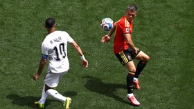 Soccer Football - FIFA World Cup 2026 - Group G - Belgium v Egypt - Seattle Stadium, Seattle, Washington, U.S. - June 15, 2026 Belgium's Leandro Trossard in action with Egypt's Mohamed Salah REUTERS/Lee Smith