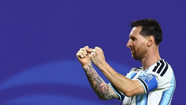Soccer Football - FIFA World Cup 2026 - Group J - Argentina v Algeria - Kansas City Stadium, Kansas City, Missouri, U.S. - June 16, 2026 Argentina's Lionel Messi celebrates scoring their third goal REUTERS/Bernadett Szabo