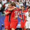 Soccer Football - FIFA World Cup 2026 - Group I - Iraq v Norway - Boston Stadium, Foxborough, Massachusetts, U.S. - June 16, 2026 Norway's Leo Ostigard and Kristian Thorstvedt celebrate their fourth goal, an own goal scored by Iraq's Aymen Hussein IM