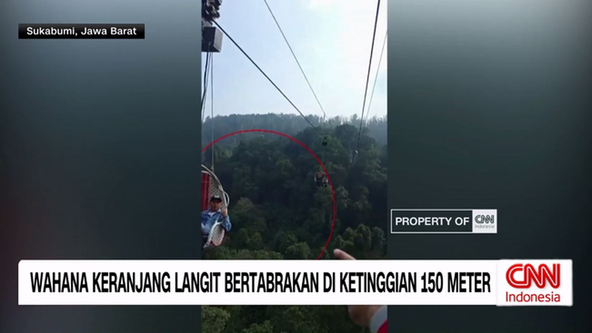 VIDEO: Wahana Keranjang Langit Bertabrakan di Ketinggian 150 Meter