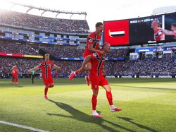 Soccer Football - FIFA World Cup 2026 - Group I - Iraq v Norway - Boston Stadium, Foxborough, Massachusetts, U.S. - June 16, 2026 Norway's Erling Haaland celebrates scoring their first goal with Alexander Sorloth and David Moller Wolfe IMAGN IMAGES v