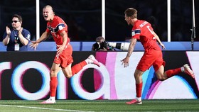 Soccer Football - FIFA World Cup 2026 - Group I - Iraq v Norway - Boston Stadium, Foxborough, Massachusetts, U.S. - June 16, 2026 Norway's Erling Haaland celebrates scoring their first goal with David Moller Wolfe IMAGN IMAGES via Reuters/Winslow Tow