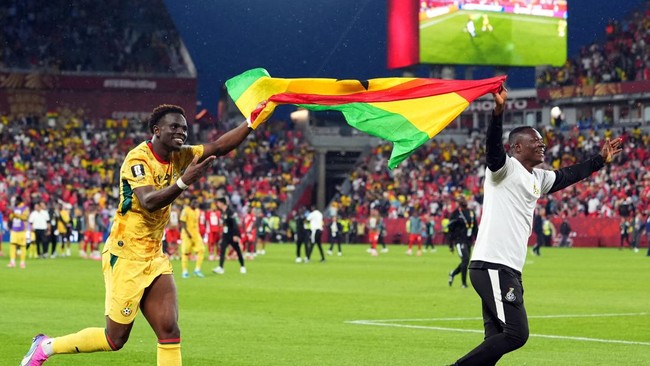 Soccer Football - FIFA World Cup 2026 - Group L - Ghana v Panama - Toronto Stadium, Toronto, Canada - June 17, 2026 Ghana's Marvin Senaya and teammates celebrate after the match IMAGN IMAGES via Reuters/Kevin Sousa