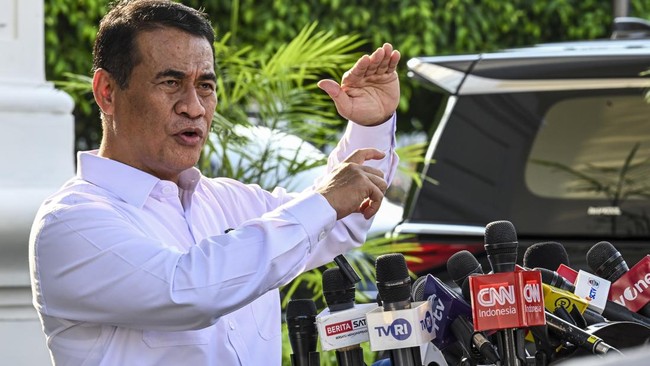 Menteri Pertanian Amran Sulaiman memberikan keterangan pers usai bertemu dengan Presiden Prabowo Subianto di Istana Merdeka, Jakarta, Kamis (18/6/2026). Menteri Pertanian Amran Sulaiman mengatakan bahwa Indonesia telah berhasil mencapai status swasem