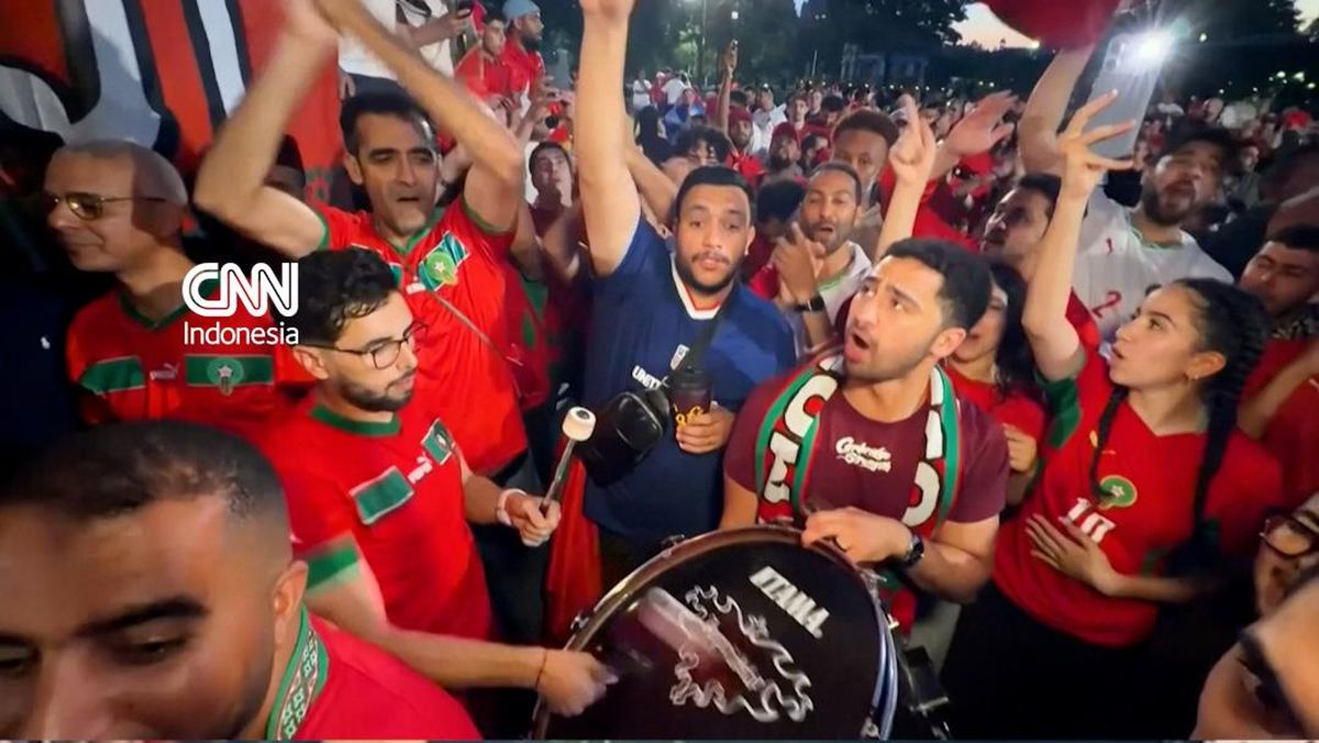 Suporter Maroko Antusias Sambut Duel Lawan Skotlandia Di Piala Dunia