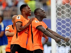 Soccer Football - FIFA World Cup 2026 - Group F - Netherlands v Sweden - Houston Stadium, Houston, Texas, U.S. - June 20, 2026 Netherlands' Brian Brobbey celebrates scoring their first goal with Denzel Dumfries REUTERS/Phil Noble     TPX IMAGES OF TH