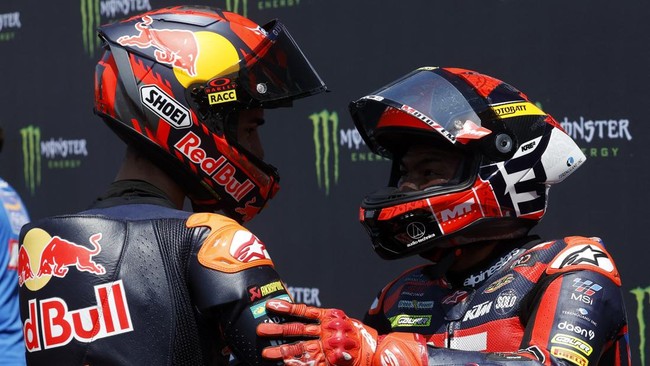 MotoGP - Czech Republic Grand Prix - Masaryk Circuit, Brno, Czech Republic - June 21, 2026 AEON Credit - MT Helmets - MSI's Hakim Danish celebrates winning Moto3 race REUTERS/David W Cerny