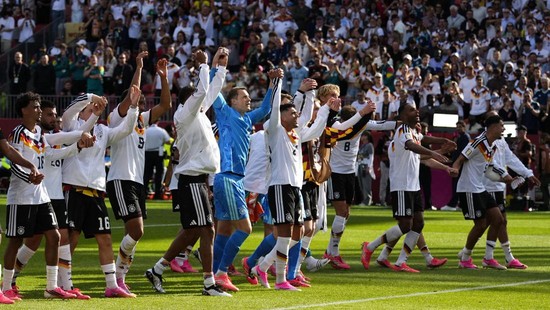 Soccer Football - FIFA World Cup 2026 - Group E - Germany v Ivory Coast - Toronto Stadium, Toronto, Canada - June 20, 2026 Germany players celebrate after the match IMAGN IMAGES via Reuters/Kevin Sousa