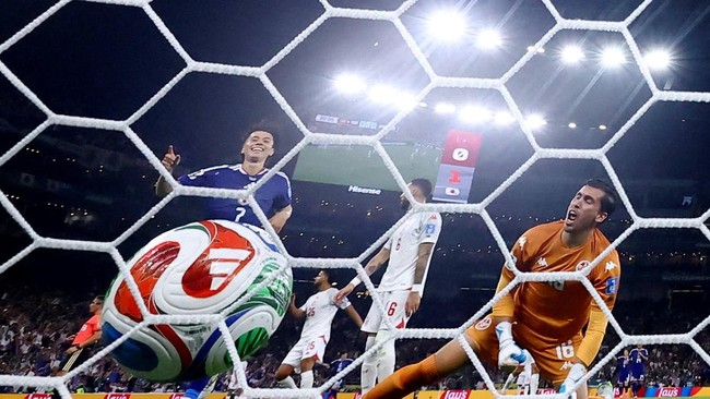 Soccer Football - FIFA World Cup 2026 - Group F - Tunisia v Japan - Estadio Monterrey, Monterrey, Mexico - June 20, 2026 Japan's Ayase Ueda scores their second goal REUTERS/Eloisa Sanchez     TPX IMAGES OF THE DAY