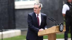 British Prime Minister Keir Starmer looks on, as he announces the timeline for his resignation, outside 10 Downing Street, in London, Britain, June 22, 2026. REUTERS/Toby Shepheard
