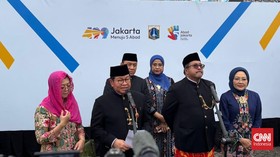 Gubernur DKI Jakarta Pramono Anung Wibowo usai Upacara Peringatan HUT ke-499 Jakarta di Monas.