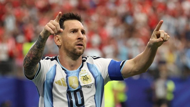 Soccer Football - FIFA World Cup 2026 - Group J - Argentina v Austria - Dallas Stadium, Arlington, Texas, U.S. - June 22, 2026 Argentina's Lionel Messi celebrates scoring their first goal REUTERS/Kai Pfaffenbach