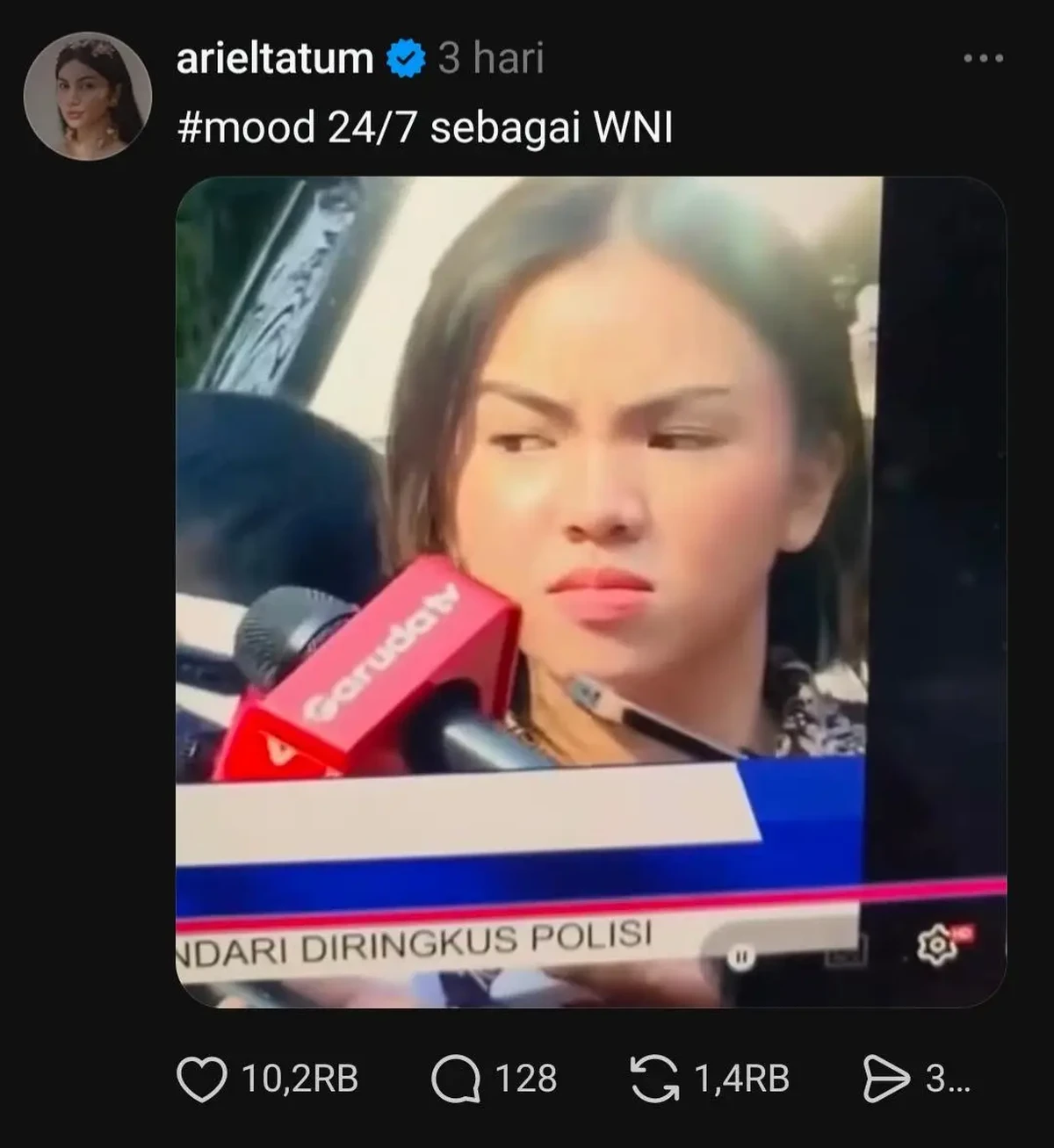 Unggahan asbun Ariel Tatum