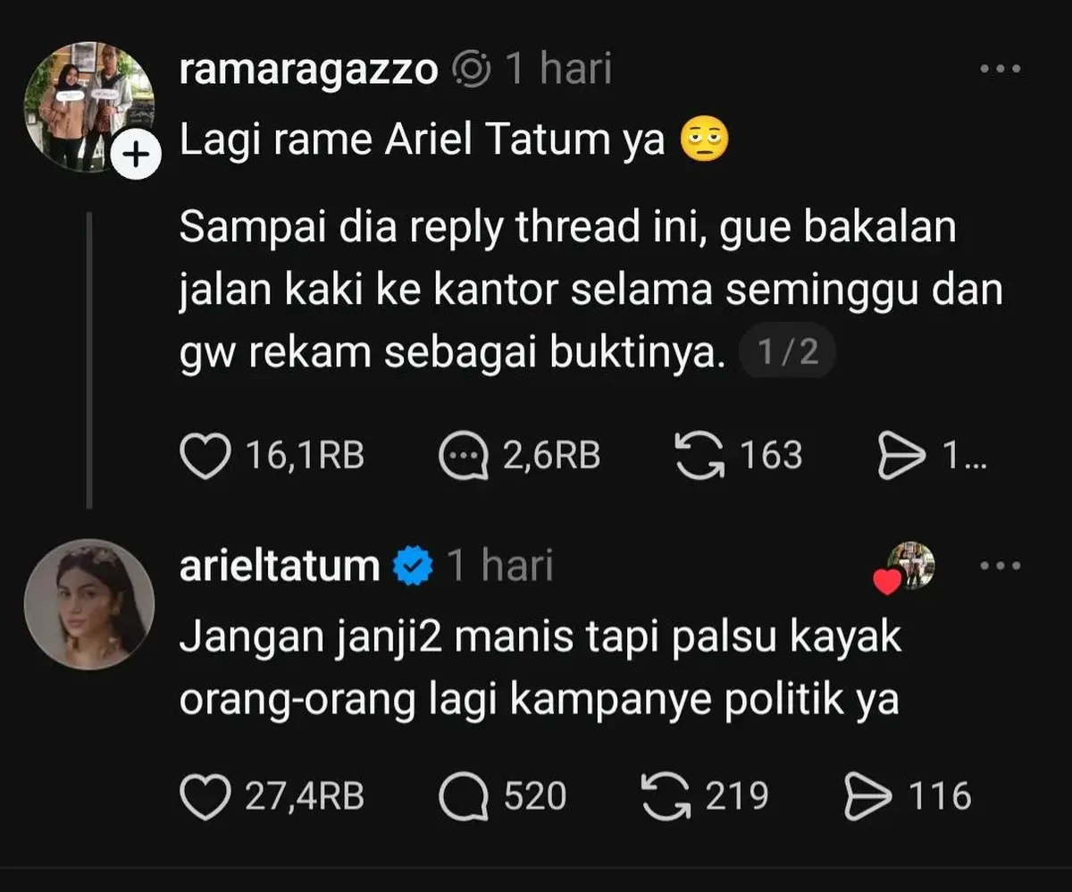 Unggahan asbun Ariel Tatum