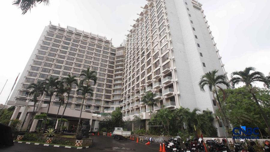 Suasana bangunan Hotel Sultan di Blok 15 Kawasan Gelora Bung Karno (GBK), Jakarta, Selasa (23/6/2026).