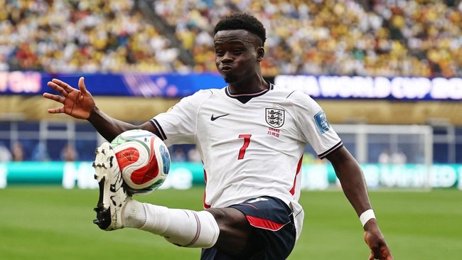 Soccer Football - FIFA World Cup 2026 - Group L - England v Ghana - Boston Stadium, Foxborough, Massachusetts, U.S. - June 23, 2026 England's Bukayo Saka in action IMAGN IMAGES via Reuters/Winslow Townson
