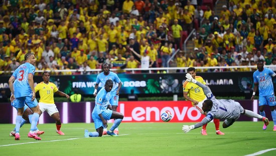 Soccer Football - FIFA World Cup 2026 - Group K - Colombia v DR Congo - Estadio Guadalajara, Guadalajara, Mexico - June 23, 2026 DR Congo's Lionel Mpasi in action REUTERS/Eloisa Sanchez