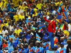 Soccer Football - FIFA World Cup 2026 - Group K - Colombia v DR Congo - Estadio Guadalajara, Guadalajara, Mexico - June 23, 2026 DR Congo fan Michel Nkuka Mboladinga, also known as Lumumba Vea in the stands during the match REUTERS/Daniel Becerril