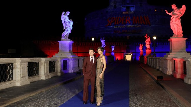 Tom Holland and Zendaya attend the Italian premiere of