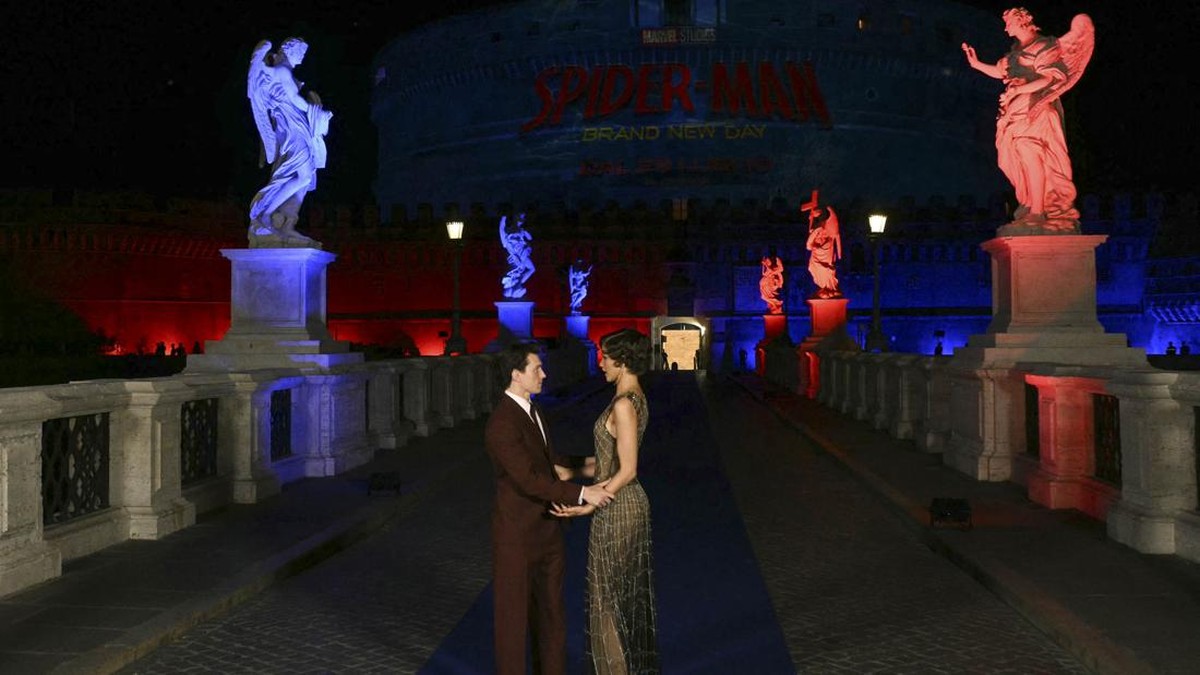 Tom Holland and Zendaya attend the Italian premiere of