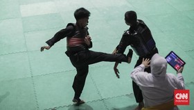 Suasana Kejuaraan Pencak Silat Tingkat Nasional Piala Presiden 2026 di Padepokan Pencak Silat TMII, Jakarta, Kamis, (25/06/2026). (CNN Indonesia/Adhi Wicaksono)