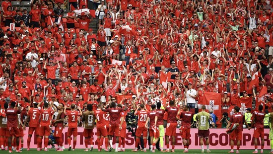 Soccer Football - FIFA World Cup 2026 - Group B - Switzerland v Canada - BC Place, Vancouver, Canada - June 24, 2026
Switzerland players celebrate after the match (REUTERS/Agustin Marcarian)