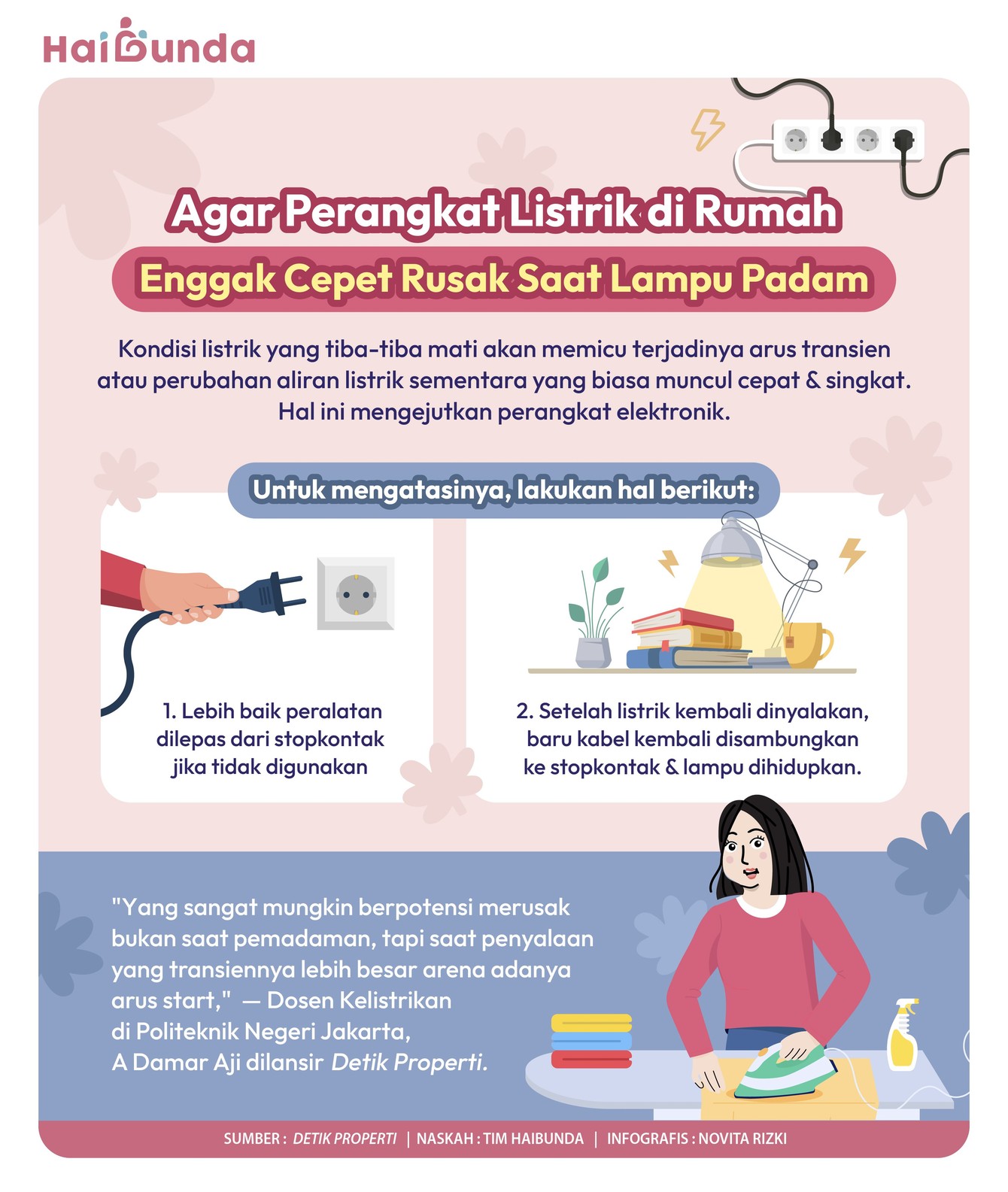 Infografis Tips Agar Perangkat Listrik di Rumah Enggak Cepat Rusak  Saat Lampu Padam
