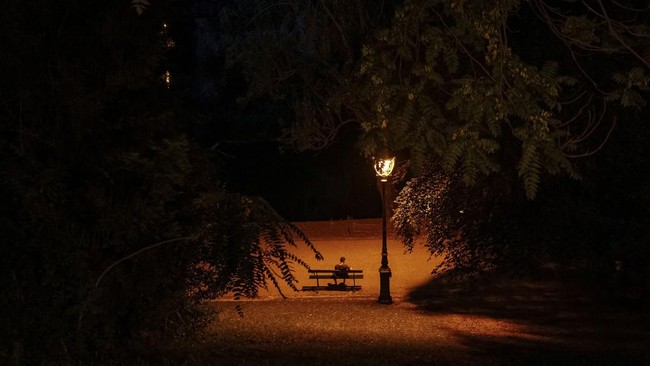 A man sits on a bench to shelter from the heat in the Parc des Buttes-Chaumont in Paris, late June 25, 2026, as France experiences a heatwave. Hundreds of Parisians seeking relief from the heat took refuge in the Parc des Buttes-Chaumont, in the nort