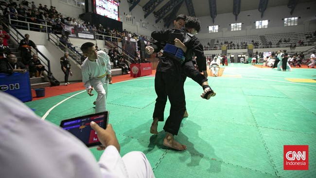 Suasana Kejuaraan Pencak Silat Tingkat Nasional Piala Presiden 2026 di Padepokan Pencak Silat TMII, Jakarta, Jumat, (26/06/2026).