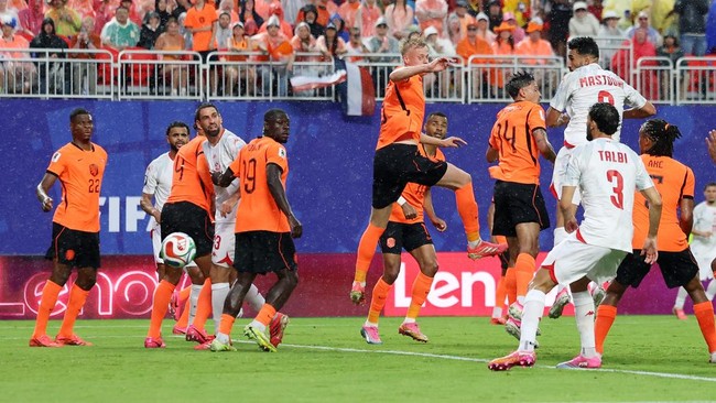 Soccer Football - FIFA World Cup 2026 - Group F - Tunisia v Netherlands - Kansas City Stadium, Kansas City, Missouri, U.S. - June 25, 2026 Tunisia's Hazem Mastouri scores their first goal REUTERS/Siphiwe Sibeko