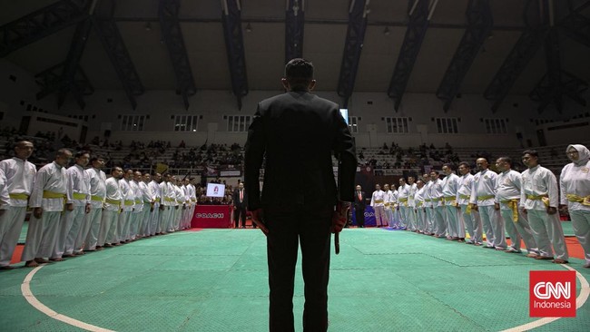 Suasana Pembukaan Kejuaraan Pencak Silat Tingkat Nasional Piala Presiden 2026 di Padepokan Pencak Silat TMII, Jakarta, Jumat, (26/06/2026).