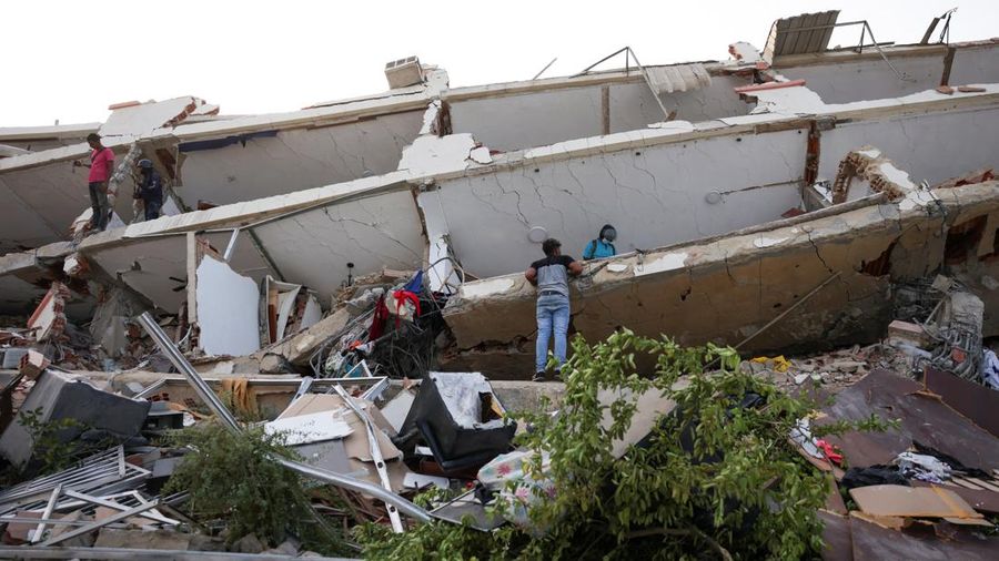 Keruskan akibat gempa bumi di La Guaira, Venezuela, Jumat (26/6/2026). (REUTERS/Leonardo Fernandez Viloria)