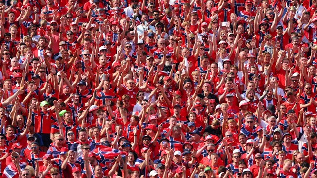 Soccer Football - FIFA World Cup 2026 - Group I - Norway v France - Boston Stadium, Foxborough, Massachusetts, U.S. - June 26, 2026  Norway fans in the stands REUTERS/Mike Segar